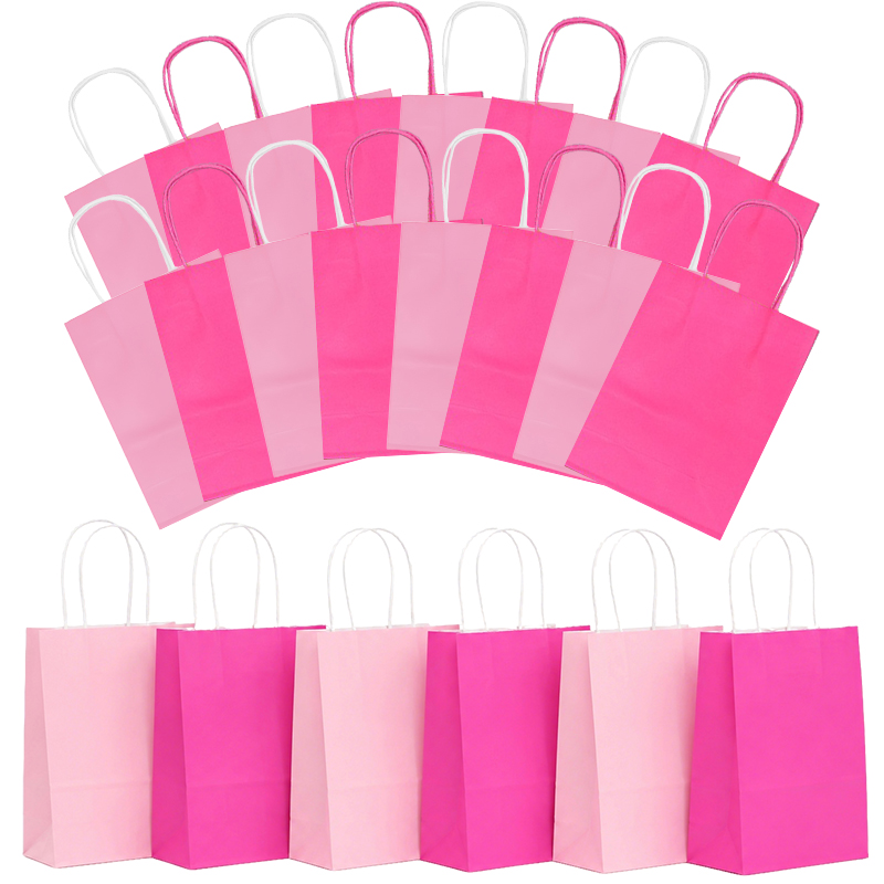 Wedding Supply Shops - 12 STKS Kraftpapier Boodschappentassen Roze Kleur