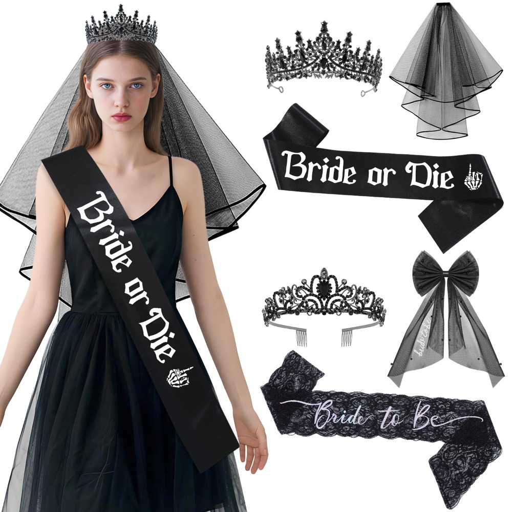 3 stks Gothic Zwart Bacheloret - Bride Tribe Sash recensie en prijs